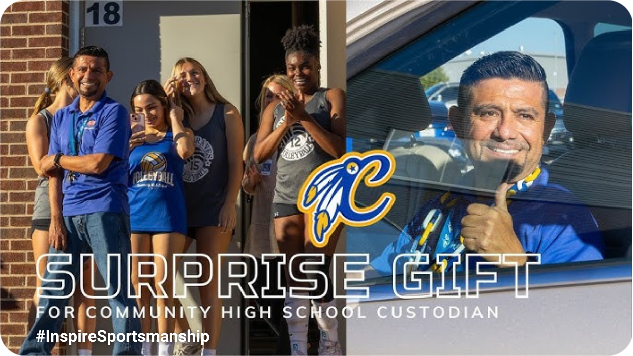 #InspireSportsmanship - Community High School Surprise Custodian with New Car