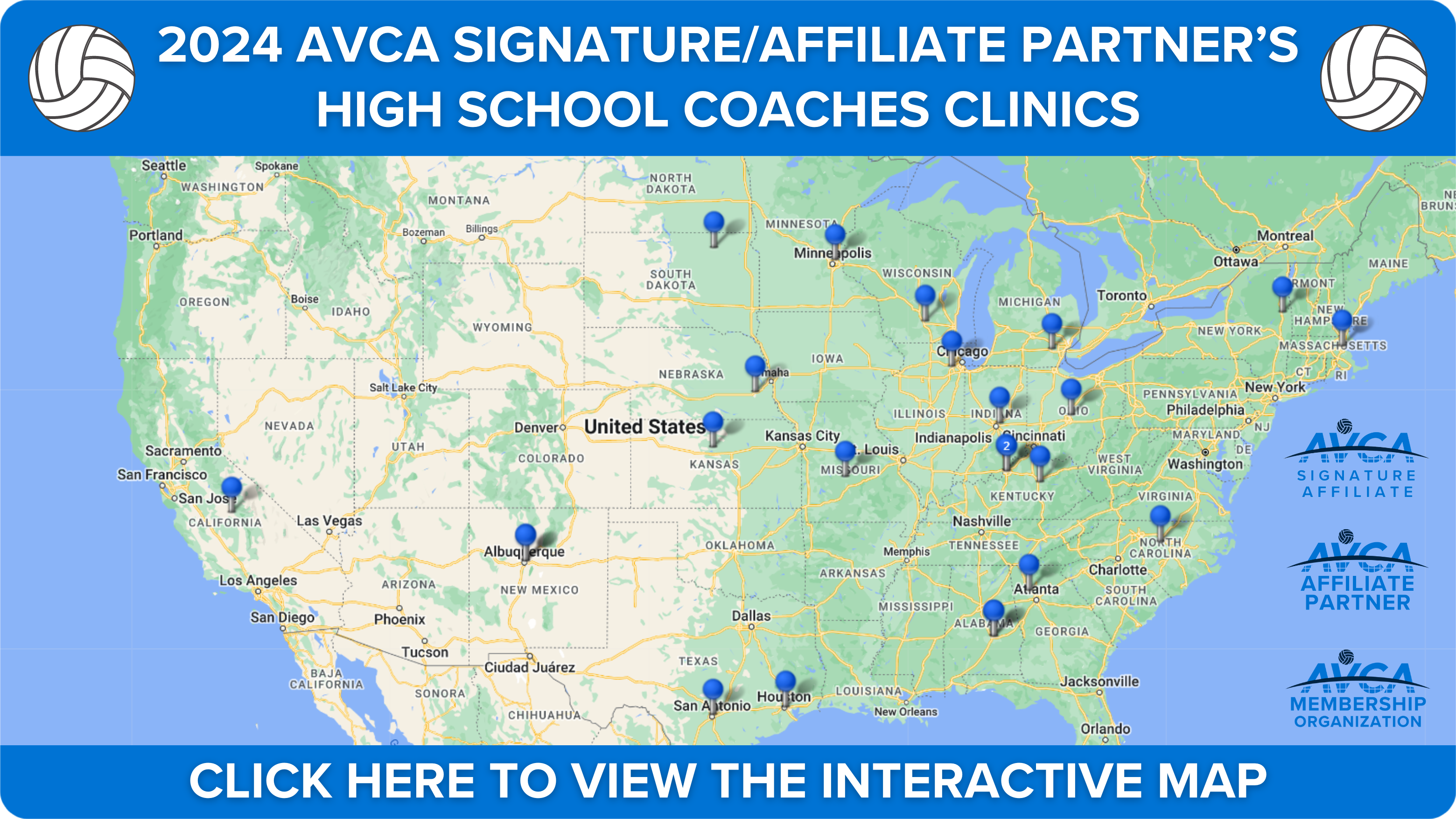 2024 AVCA HS Clinics Map